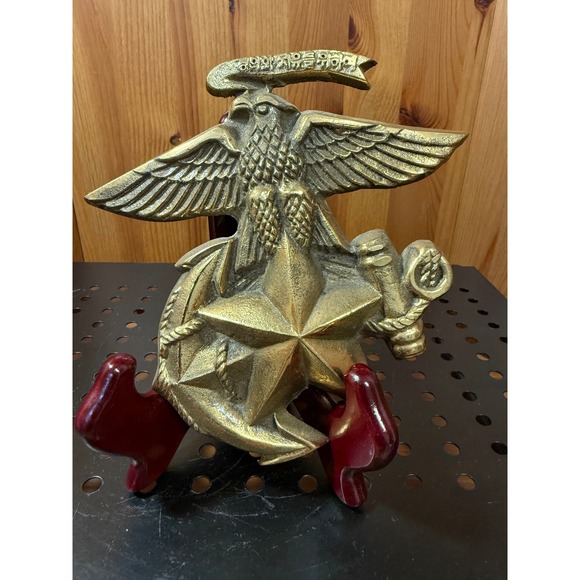 Other - Vintage Solid Brass Eagle Anchor Wall Plaque Nautical Military 6"